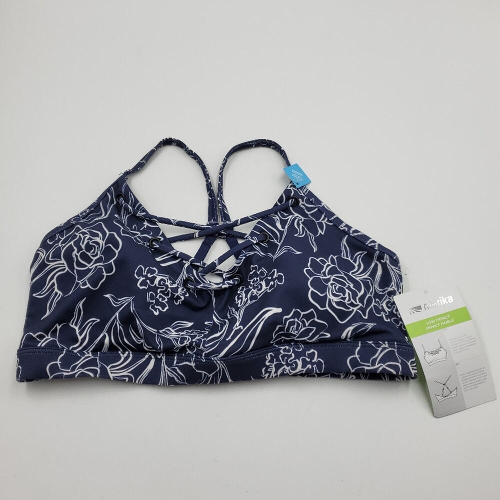 Marika Moana Low-Impact Sports Bra Blue Floral Size XS